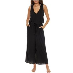 BECCA Beach Date Jumpsuit, Sleeveless With Pockets Cover Up Women's Size Small